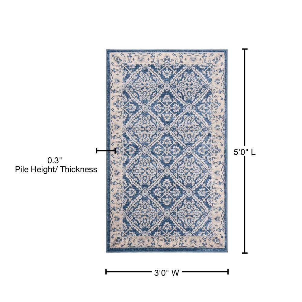 SAFAVIEH Brentwood Brandy Floral Geometric Area Rug, 3' x 5', Navy/Cream