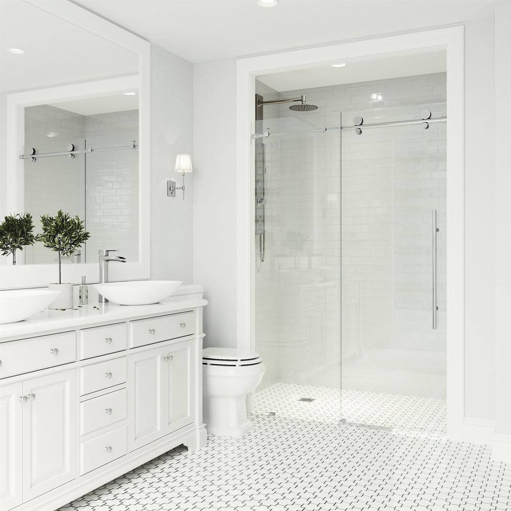 Elan E-Class 44-48" W x 76" H Sliding Frameless Shower Door with 3/8" Clear Glass