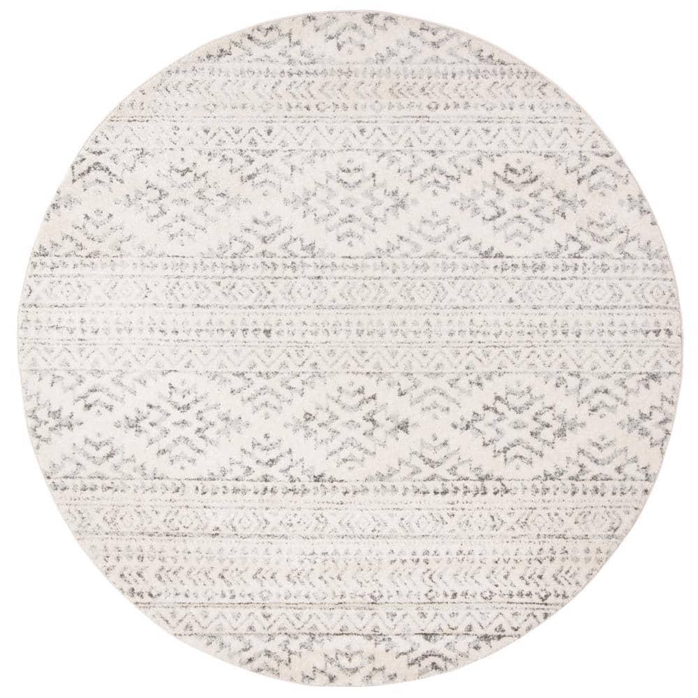 Tulum TUL272 Power Loomed Area Rug - Ivory/Grey - 3' round - Safavieh.