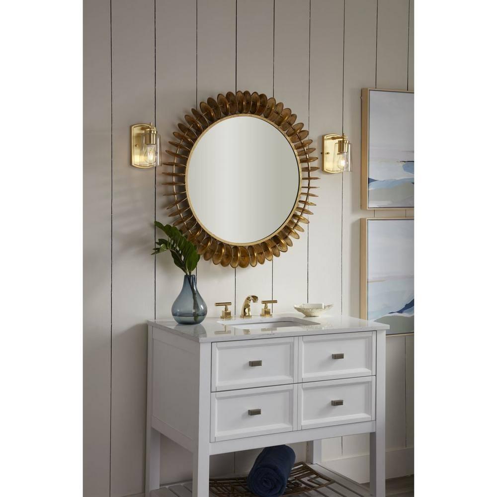 Progress Lighting Adley 1-Light Bath Wall Light, Satin Brass, Clear Glass Shade