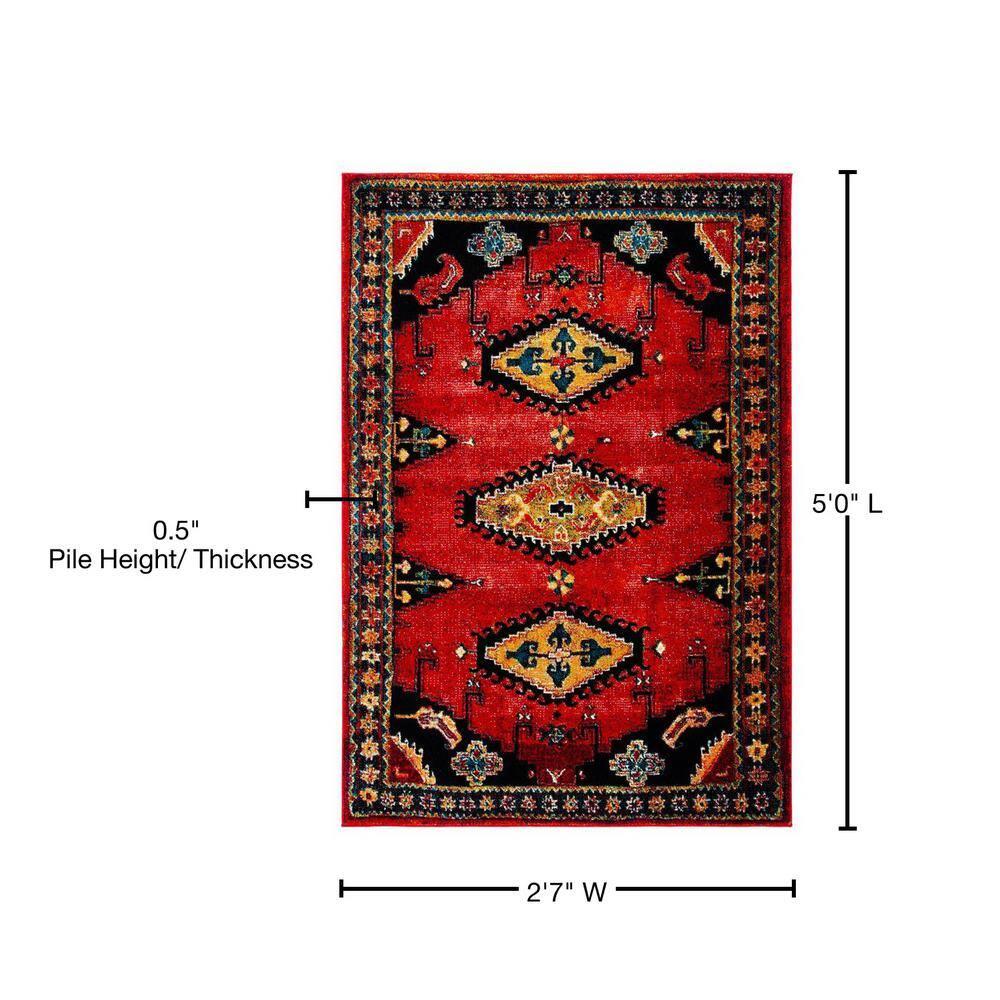Vintage Hamadan VTH251 Power Loomed Accent Rug - Red/Black - 2'7"x5' - Safavieh.