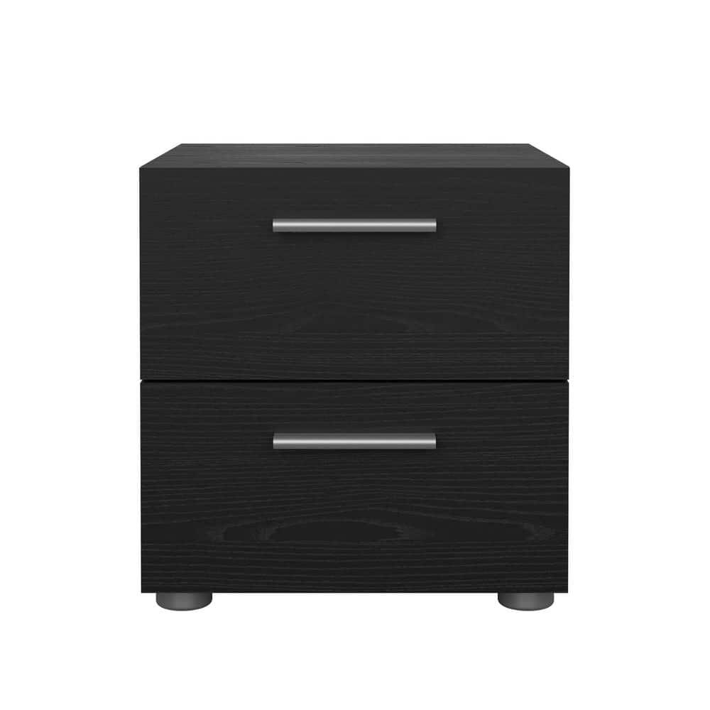 Tvilum, Austin 2 Drawer Nightstand, Black Woodgrain