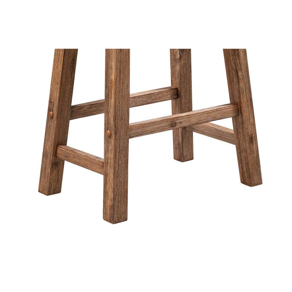 Set of 2 29" Sonoma Wire-Brush Saddle Barstools Barnwood - Boraam: Solid Acacia, Footrest