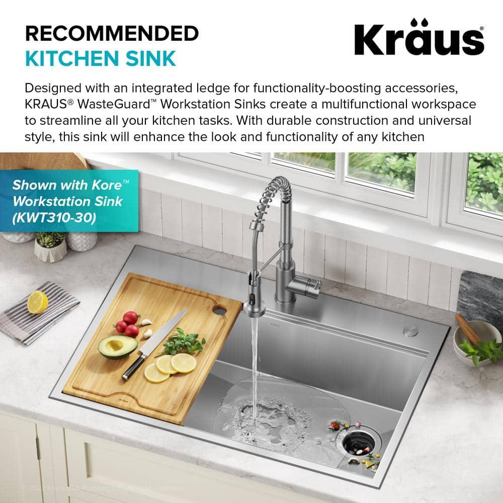 Kraus KRAUS Wasteguard High-Speed 1 HP Continuous Feed Ultra-Quiet Motor Garbage Disposal With Power Cord And Flange Included And Universal Mount, KWD200-100MGR