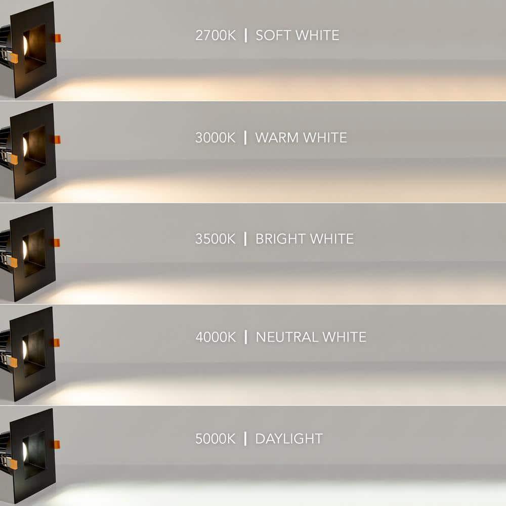 Maxxima 6” Ultra-Thin Recessed Anti-Glare LED Downlight Canless IC Rated 1200 Lumens 5 Color Temperature Select 2700K/3000K/3500K/4000K/5000K Dimmable Square Black Trim 90 CRI 5CCT Slim J-Box Included