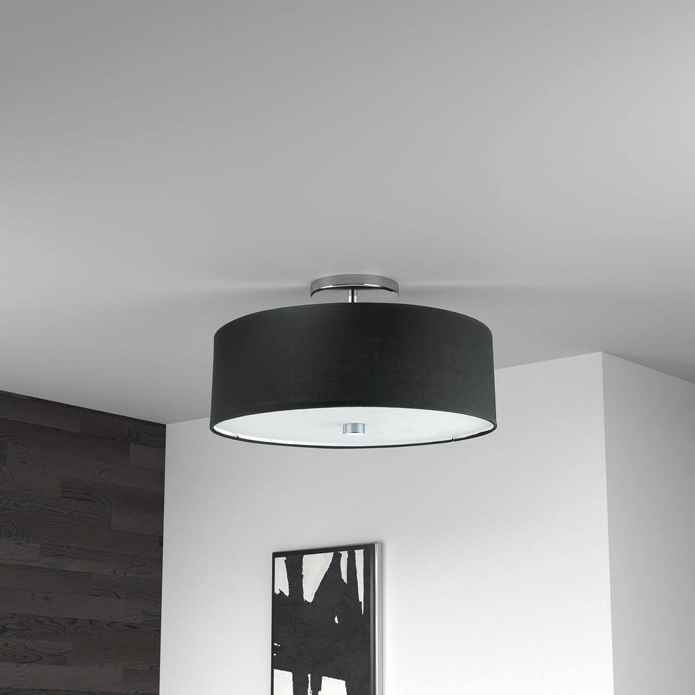 Dainolite - Everly - 3 Light Semi-Flush Mount-Polished Chrome Finish-Black