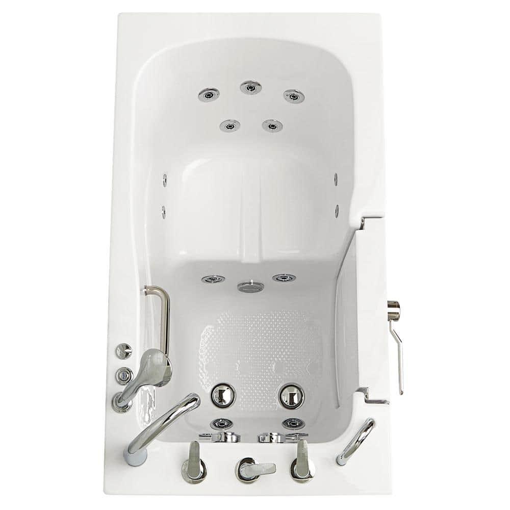 Monaco 32"x52" Acrylic Hydro Massage Walk-In Bathtub, 5 Piece Fast Fill Faucet, 2" Dual Drain