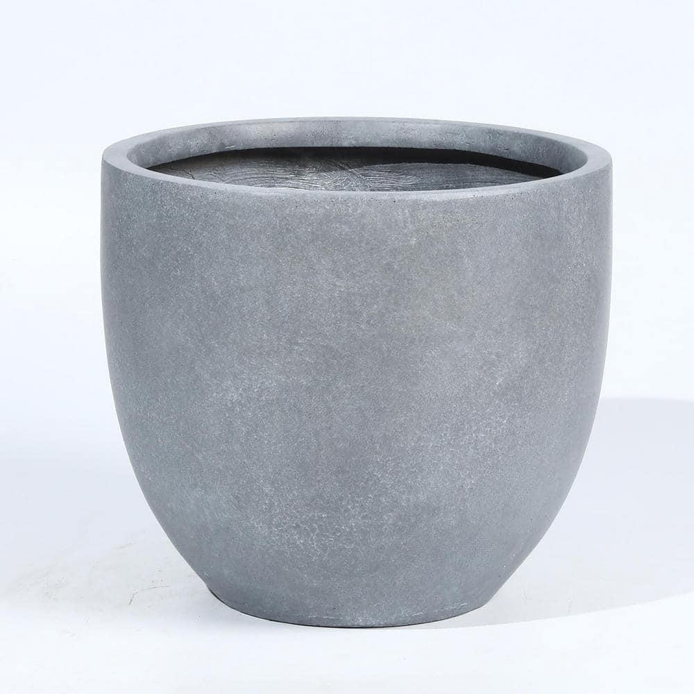 LuxenHome Round Tapered 12.2" H Flower Pot Planter Gray