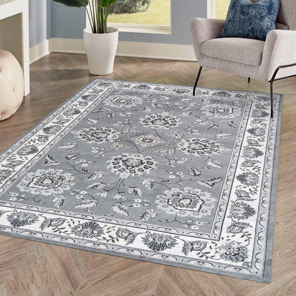 5'x 8' Cherie French Cottage Area Rug, Gray/Cream - JONATHAN Y