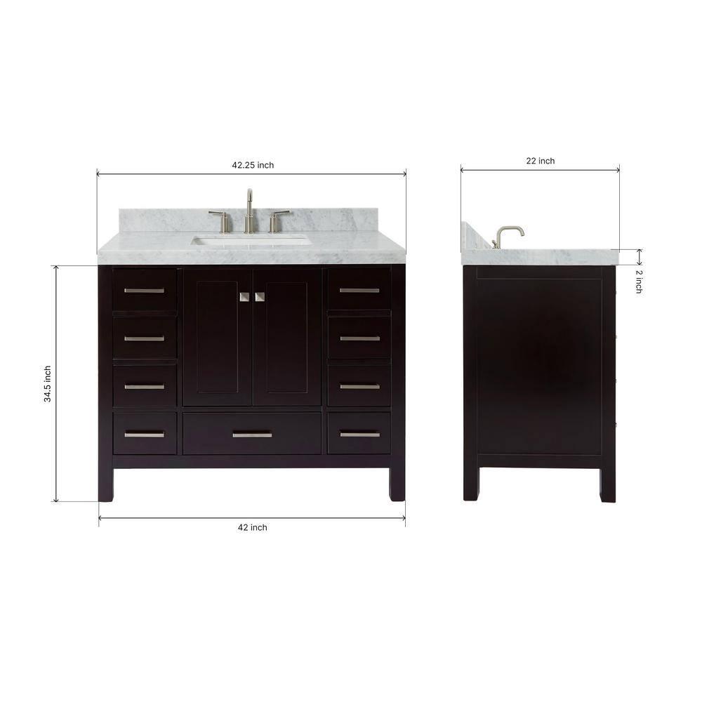 Cambridge 42'' Single Bathroom Vanity with Carrara Marble Top
