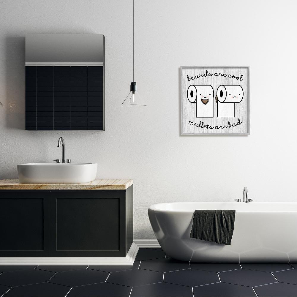 Stupell Industries " Beards Vs. Mullets Toilet Paper Bathroom Humor Expression " by Daphne Polselli