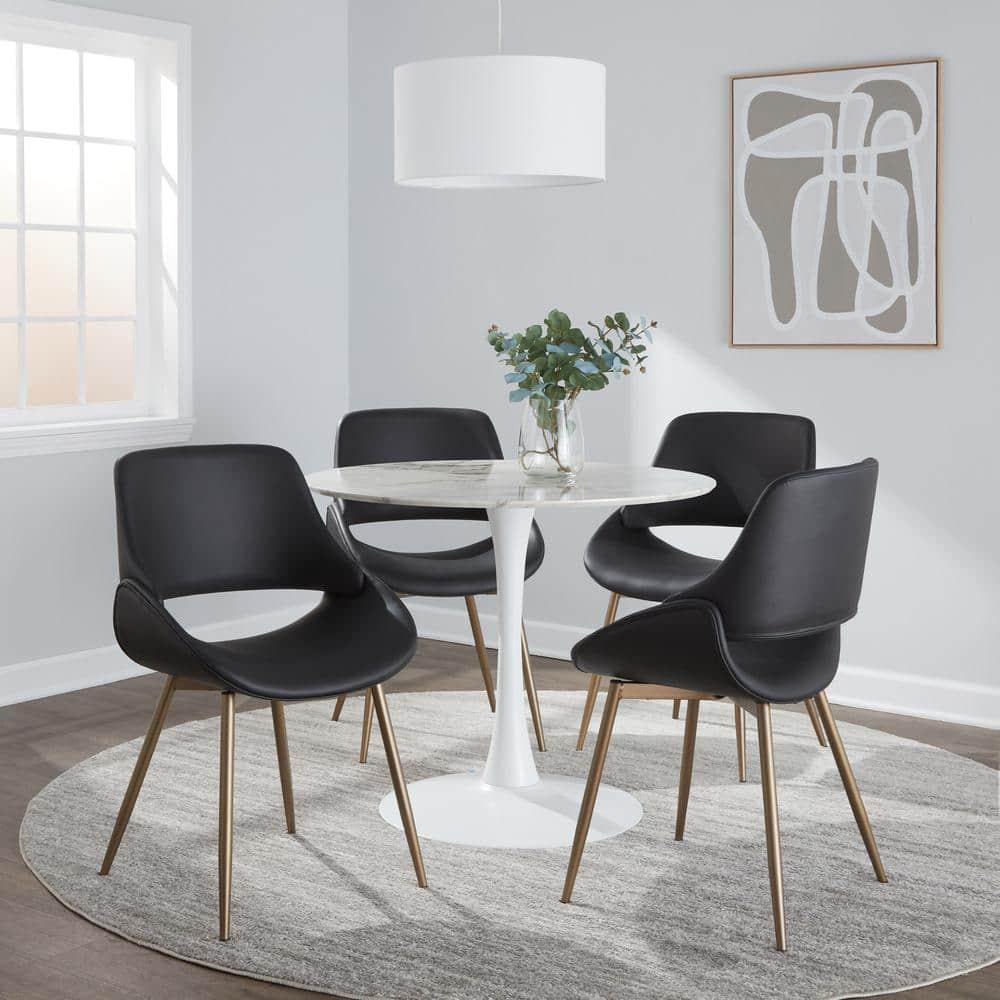 Fabrico Contemporary Accent Chair In Antique Copper Metal And Grey Faux Leather By Lumisource - Set Of 2