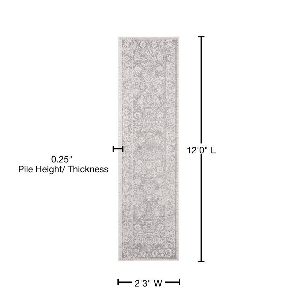 Reflection RFT663 Power Loomed Indoor Runner Rug - 2'3"x12' - Light Grey/Cream - Safavieh