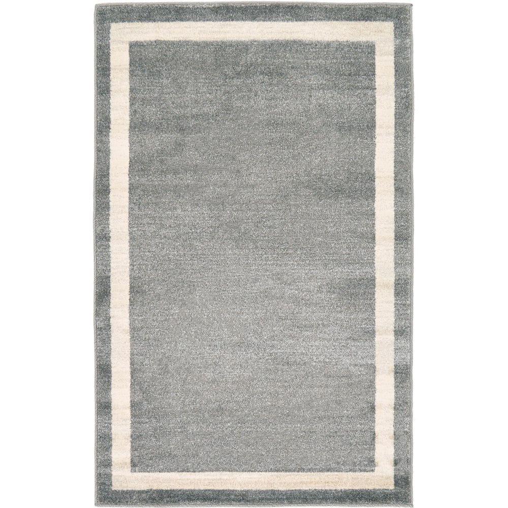 Unique Loom Del Mar Collection Area Rug - Maria (3' 1" x 5' 3" Rectangle Gray/Ivory)