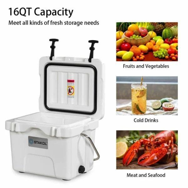 Costway 16 Quart Cooler Portable Ice Chest Leak-proof 24 Cans Ice Boxfor Camping