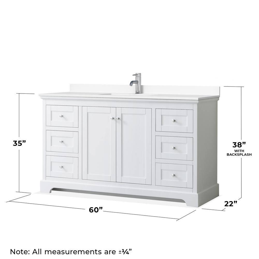 Wyndham Collection Avery 60'' Single Bathroom Vanity with Marble Top with Mirror