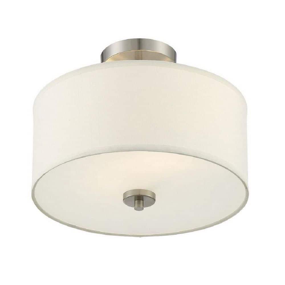 Trade Winds 2-light Drum Semi-flush In Brushed Nickel