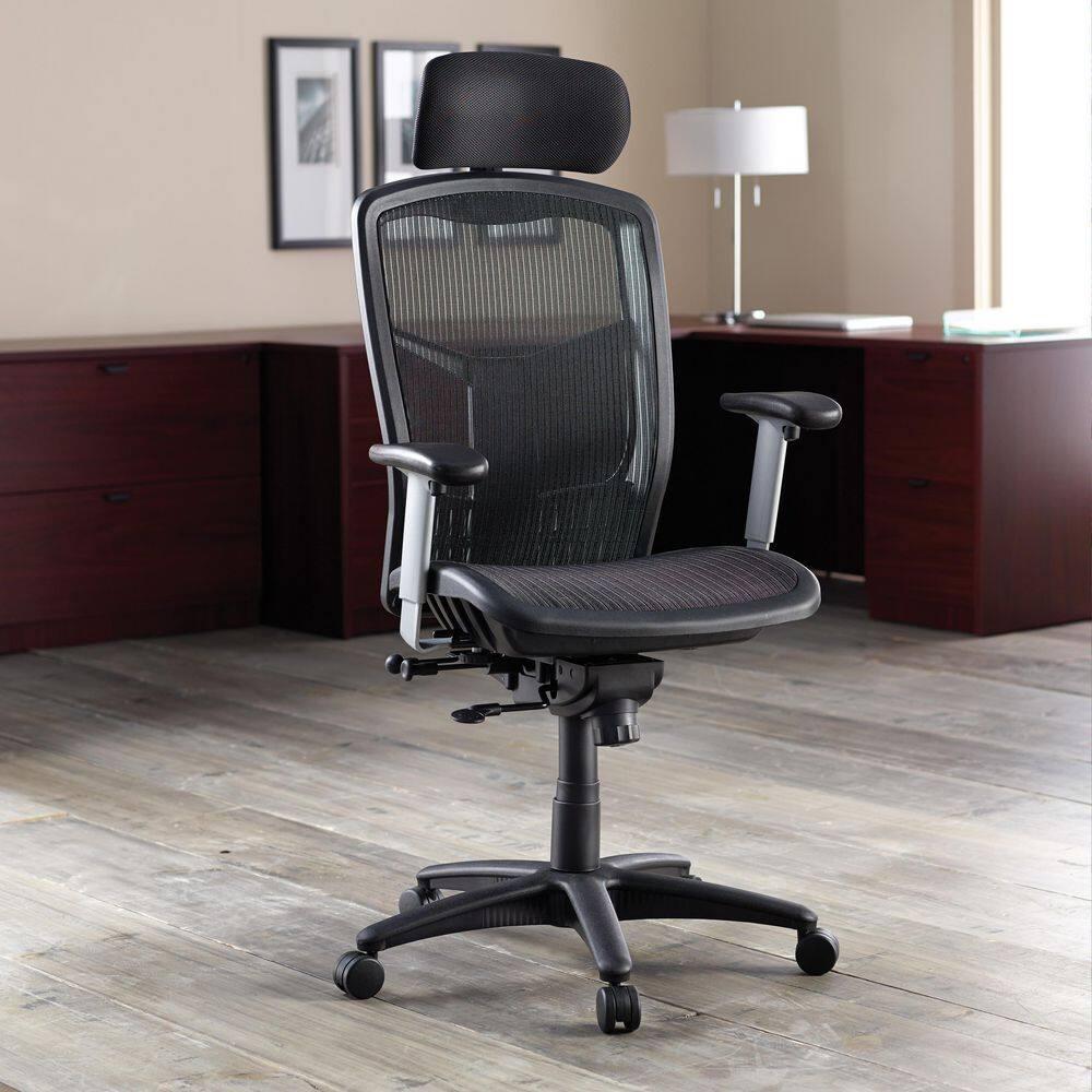 Lorell ErgoMesh Series High-Back Mesh Chair Black Mesh Seat - Mesh Back - Plastic, Steel Frame - Black - 28.5" Width x 28.5" Depth x 51" Height - 1 Each