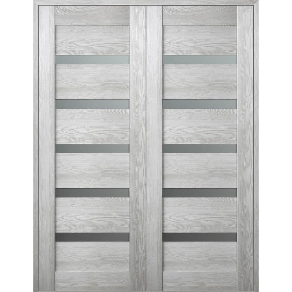 Belldinni Avon 07-04 Vetro Manufactured Wood and Frosted Glass Composite Double Prehung French Door