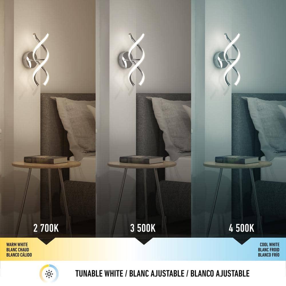 DNA 4.7 in. 1-Light Chrome Plated Selectable 3 CCT Integrated LED Sconce Vanity Light