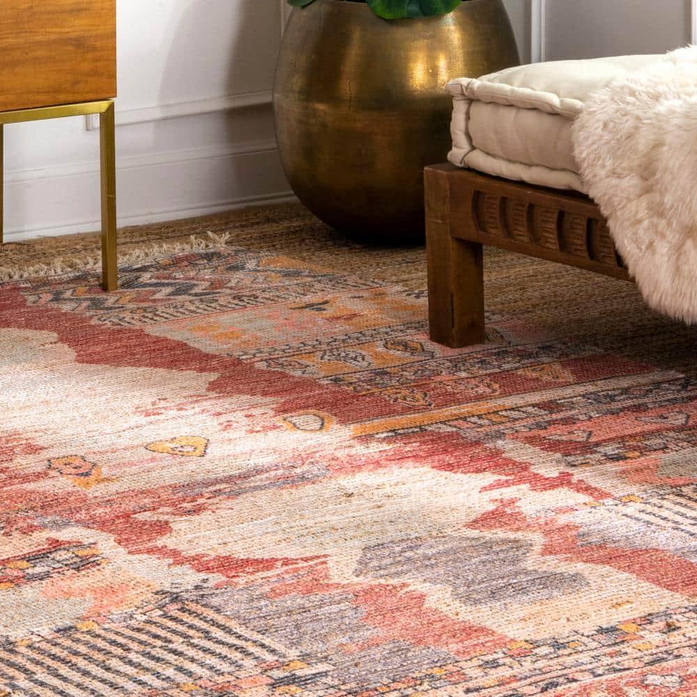 Nuloom Hermina Abstract 4x6 Jute Indoor Area Rug for Dining Room Rug Neutral Rug Living Room Rug Kitchen, Multicolor/Ivory