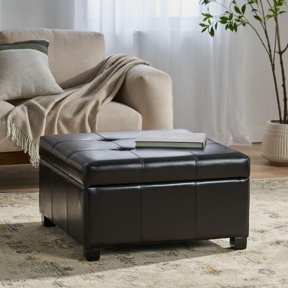 Richmond Bonded Leather Storage Ottoman Espresso: Coffee Table & Seating - Christopher Knight Home