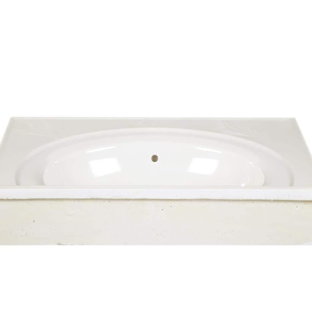 Cultured Marble Vanity Top – 25-Inch Single Bowl Sink 4-Inch Centerset with Integrated Backsplash – Reinforced Packaging – Ivory Swirl, Design House, 586313