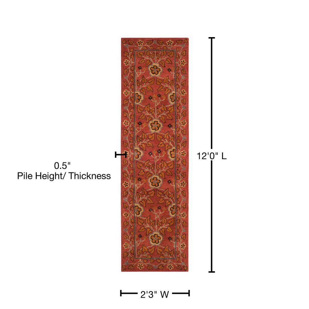 SAFAVIEH Heritage Sashka Traditional Wool Runner Rug, Red/Multi, 2'3" x 12'