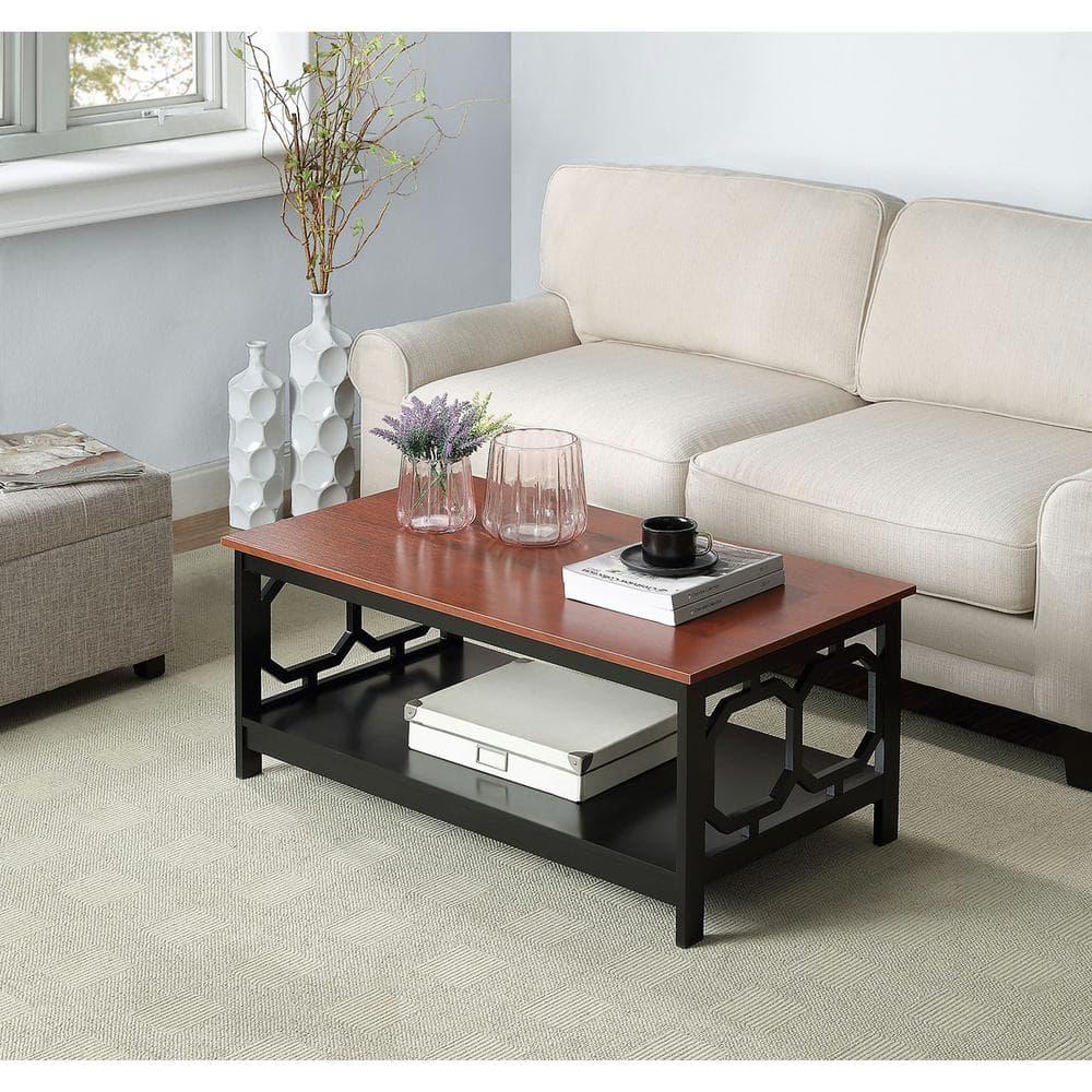 Convenience Concepts Omega Coffee Table with Shelf, Cherry/Black