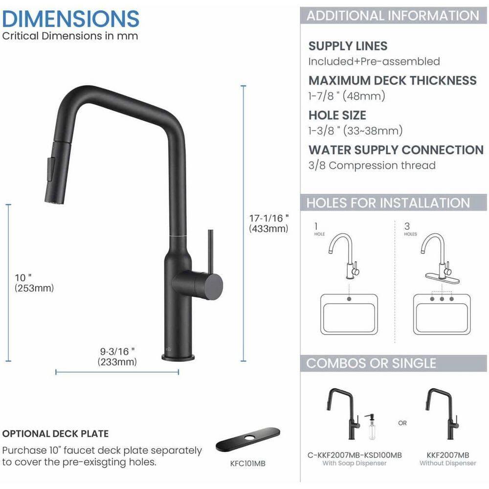Macon Pull Down Single Handle Kitchen Faucet with Accessories