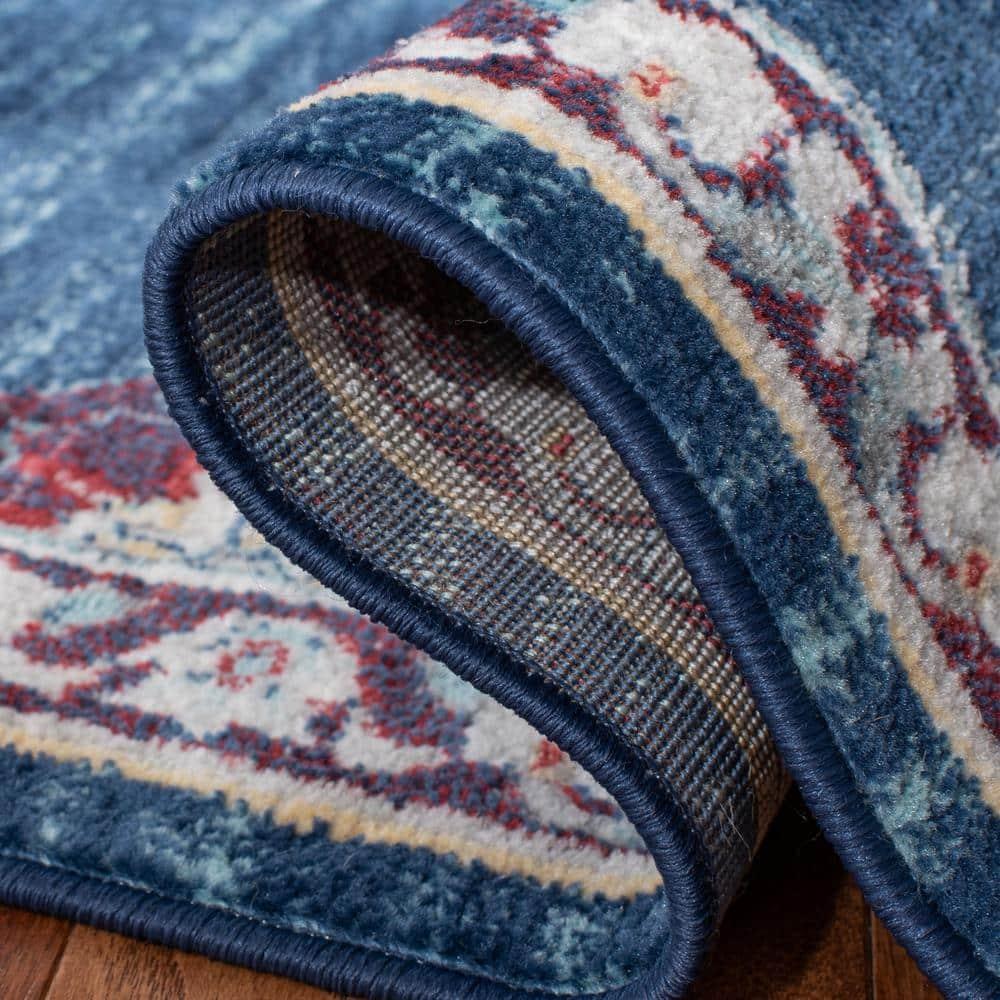 SAFAVIEH Brentwood Harland Floral Bordered Area Rug, 6' x 9', Navy/Burgundy