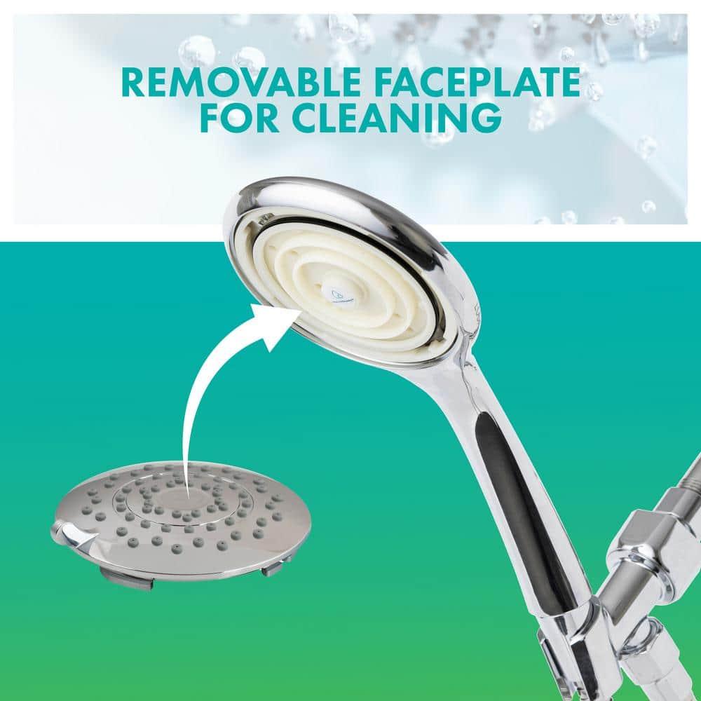 Niagara Conservation Niagara Conservation N9415CH-HH Healthguard 5-Spray with 1.5 GPM 4.3-in. Wall Mount Handheld Shower Head in Chrome with Removable Faceplate, 1-Pack | Bathroom Shower Head with Pressure Compensation N9415CH-HH