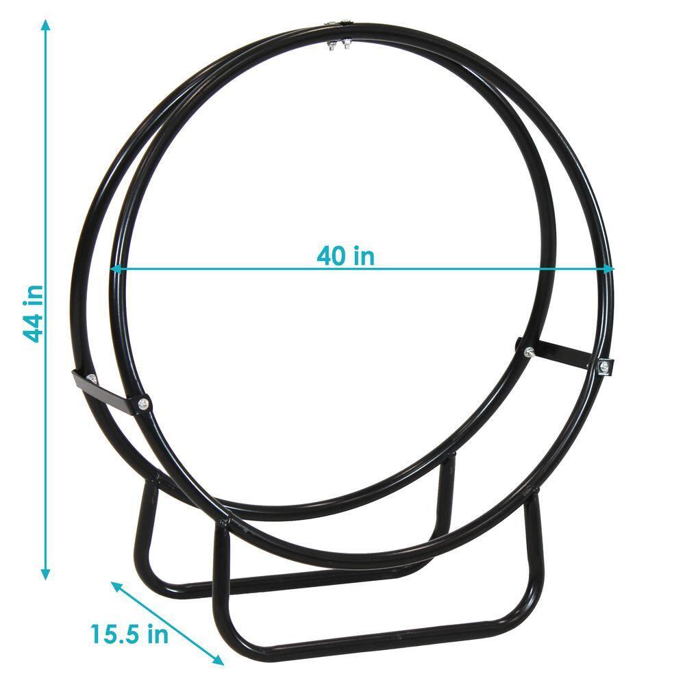 SunnyDaze Decor Indoor or Outdoor Tubular Steel Hoop Firewood Log Holder