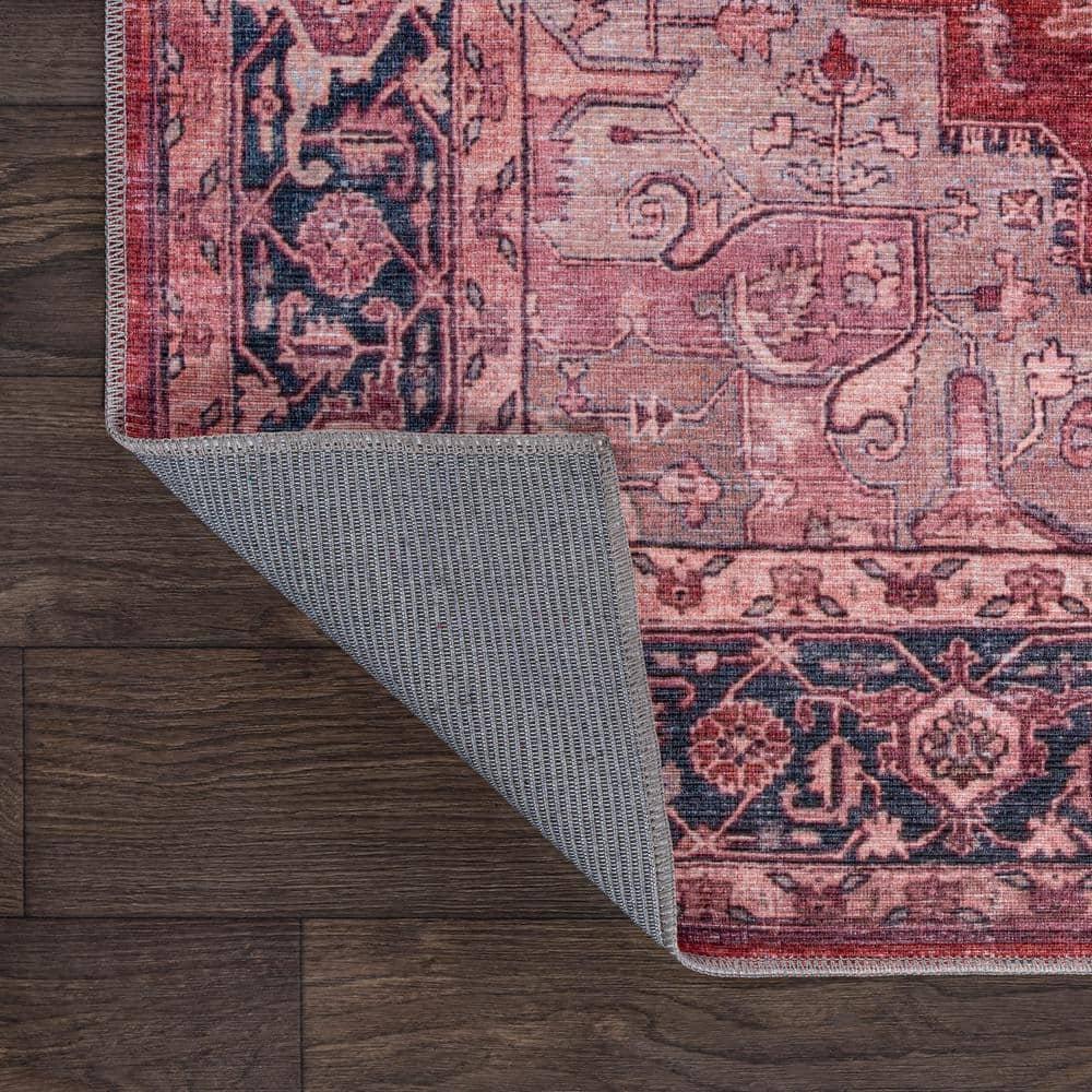 Maris Ornate Medallion Machine-Washable Red/Black/Blue 2 ft. x 8 ft. Runner Rug - JONATHAN Y