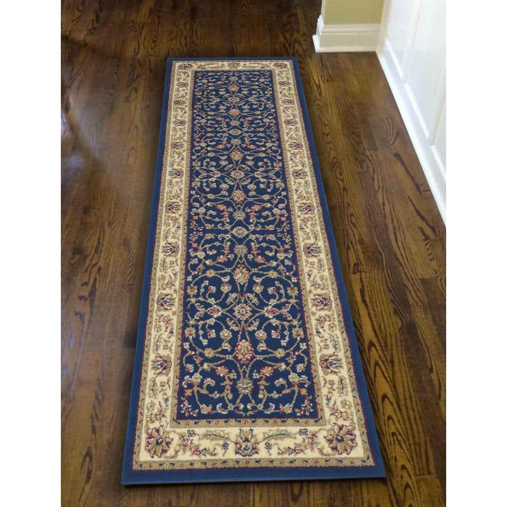 1596-1354-NAVY Como Rectangular Navy Blue Traditional Italy Area Rug- 2 ft. 2 in. W x 7 ft. 7 in. H