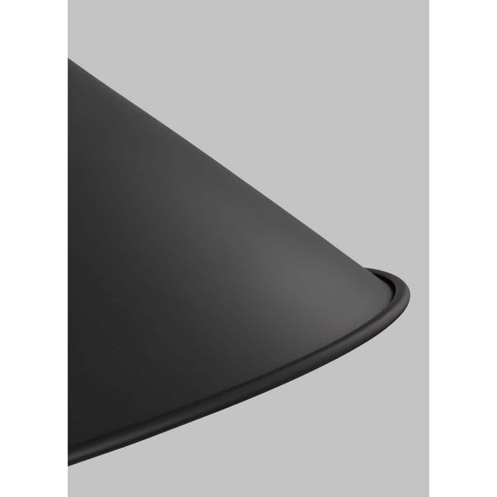 Midnight Black and Polished Nickel Cone Pendant Light