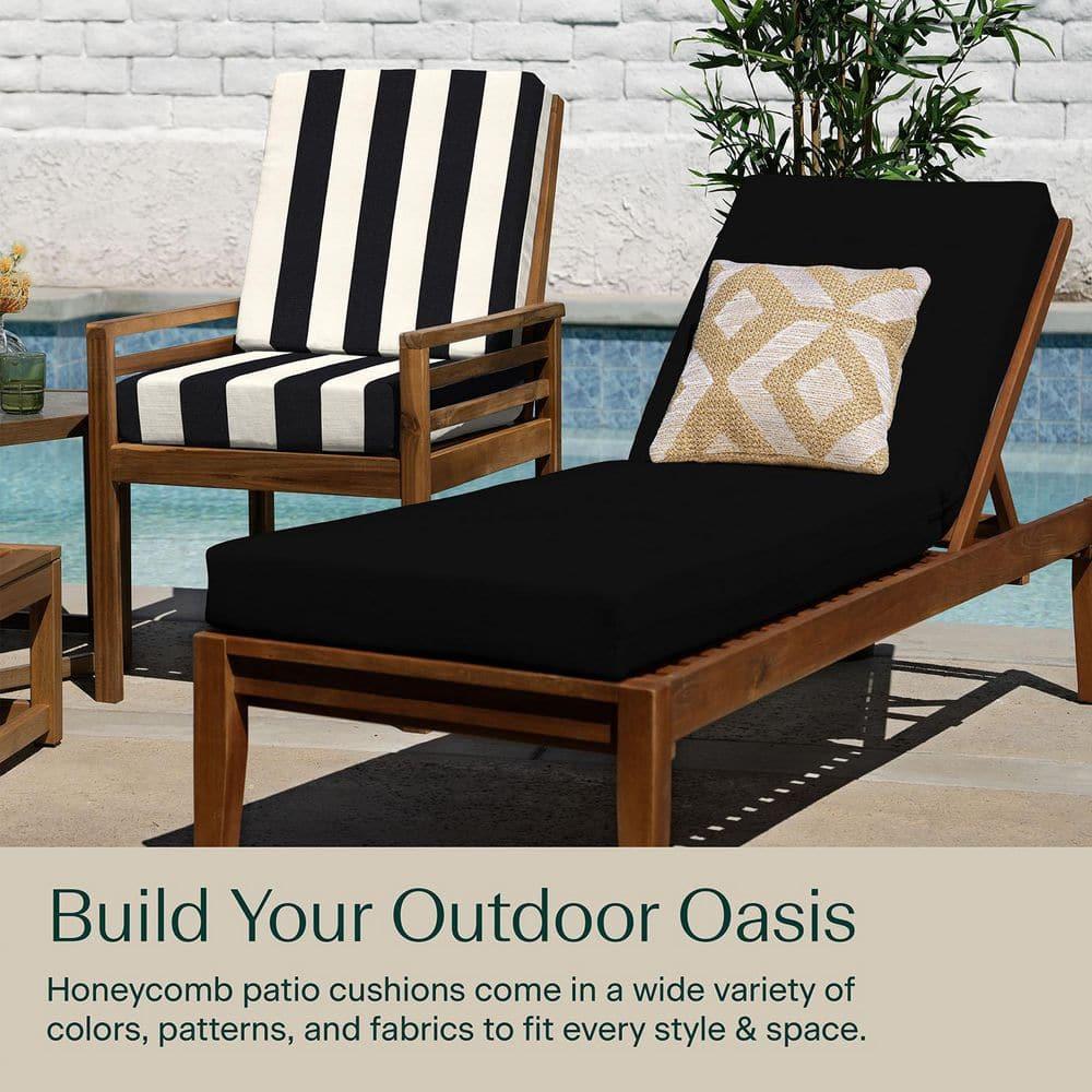 Honeycomb Outdoor Chaise Lounge Cushion - Sunbrella Canvas Black
