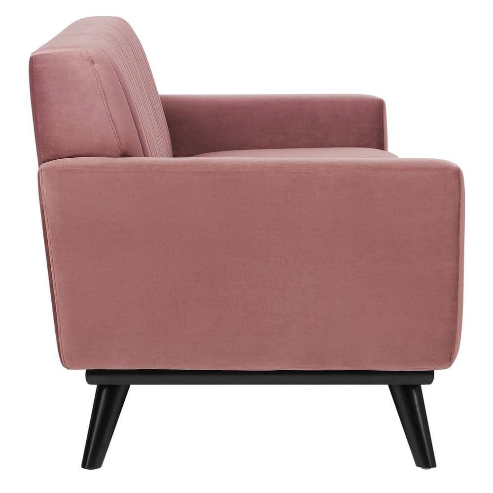 Engage Channel Tufted Performance Velvet Sofa Dusty Rose - Modway: Upholstered, Wood Frame, Foam Fill