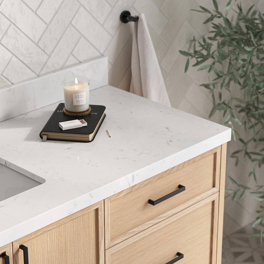 Kelly 66 in. W x 22 in. D x 36 in. H Single Bath Vanity in Oak with Carrara White Quartz Top