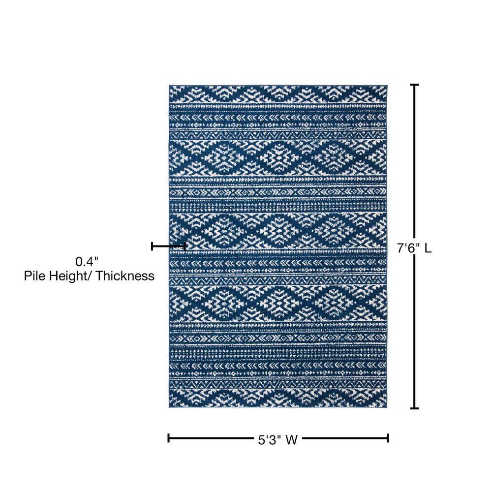 Tulum TUL272 Power Loomed Area Rug - Navy/Ivory - 5'3"x7'6" - Safavieh.