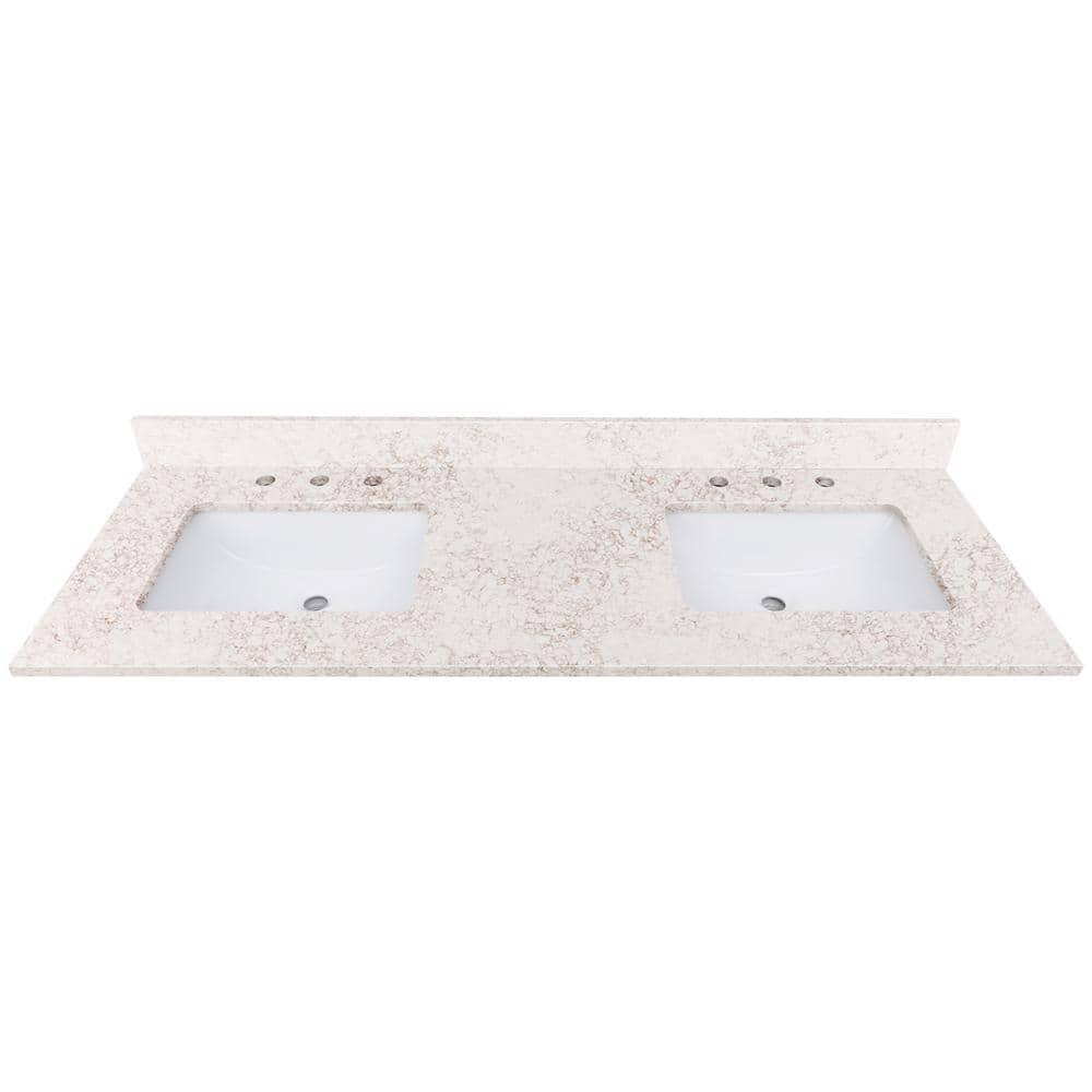 61'' Quartz Double Bathroom Vanity Top with Sink