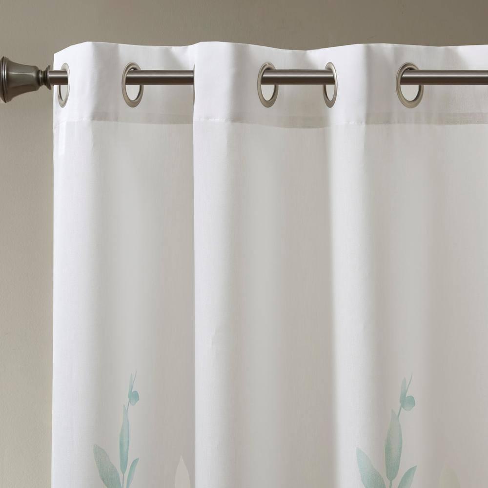 Madison Park Cecily Floral Printed Burnout Sheer Grommet Single Curtain Panel