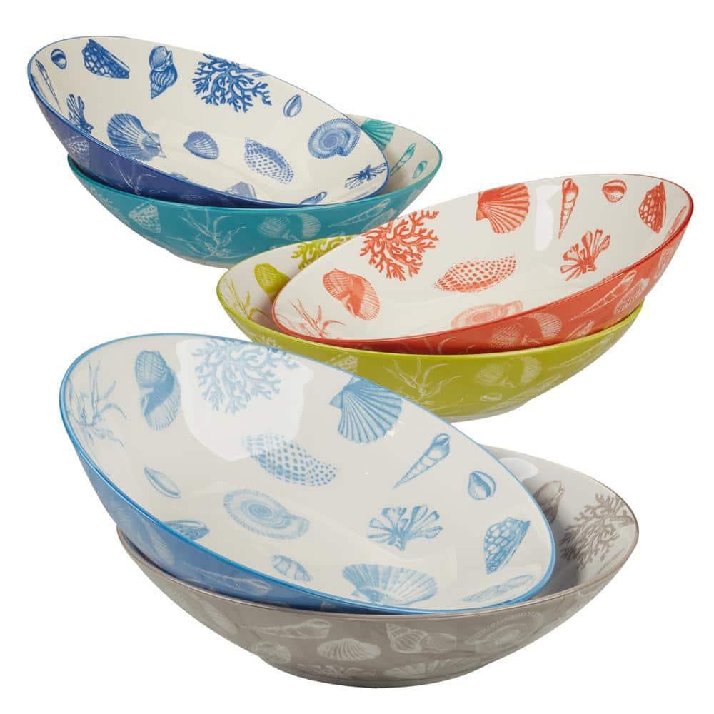 Seaside Set of 6  Soup Pasta Bowl 6 asst 9.25in Diam x 2.25in 40oz (Set of 6)