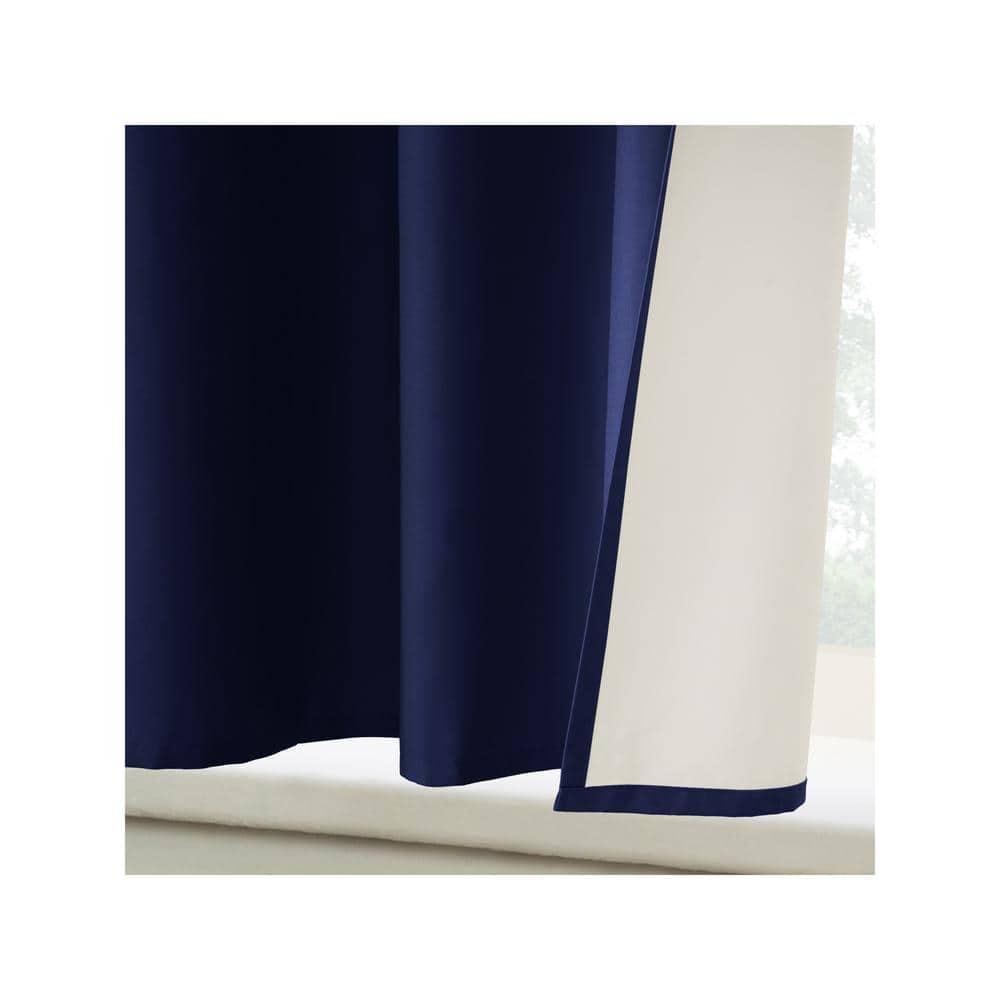 Commonwealth Thermalogic Prescott 5-Piece Window Covering Set With 3" Rod Pocket - 80"x63" - Navy