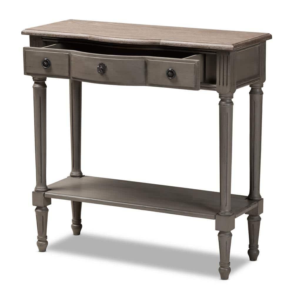 Baxton Studio Noelle Contemporary Wood 3-Drawer Console Table in Gray