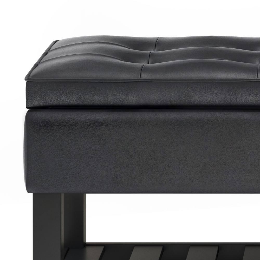 Simpli Home Cosmopolitan 44"W Transitional Tufted Storage Ottoman Bench with Lift Top