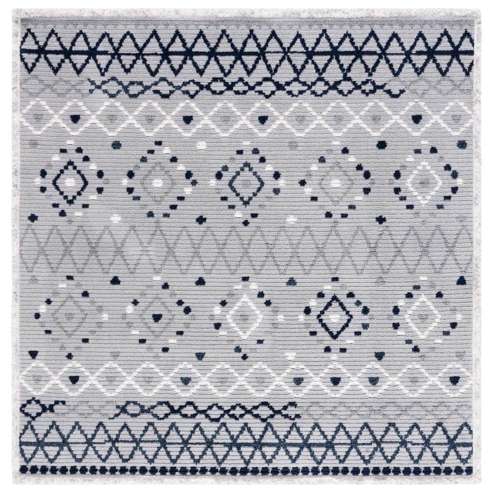 Marrakesh MRK612 Power Loomed Area Rug - Gray/Navy - 6'7"x6'7" - Safavieh.