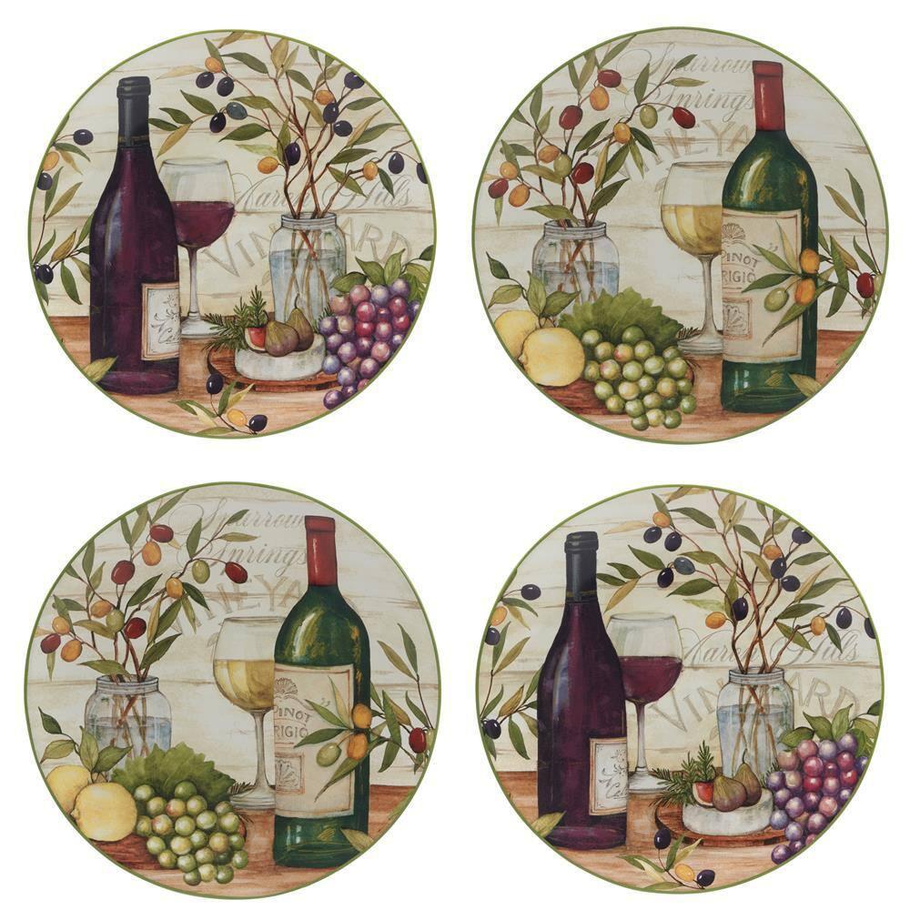 Certified International Meadow Brook Vineyard Set Of 4 Dinner Plate 10.5" 2 Asst.