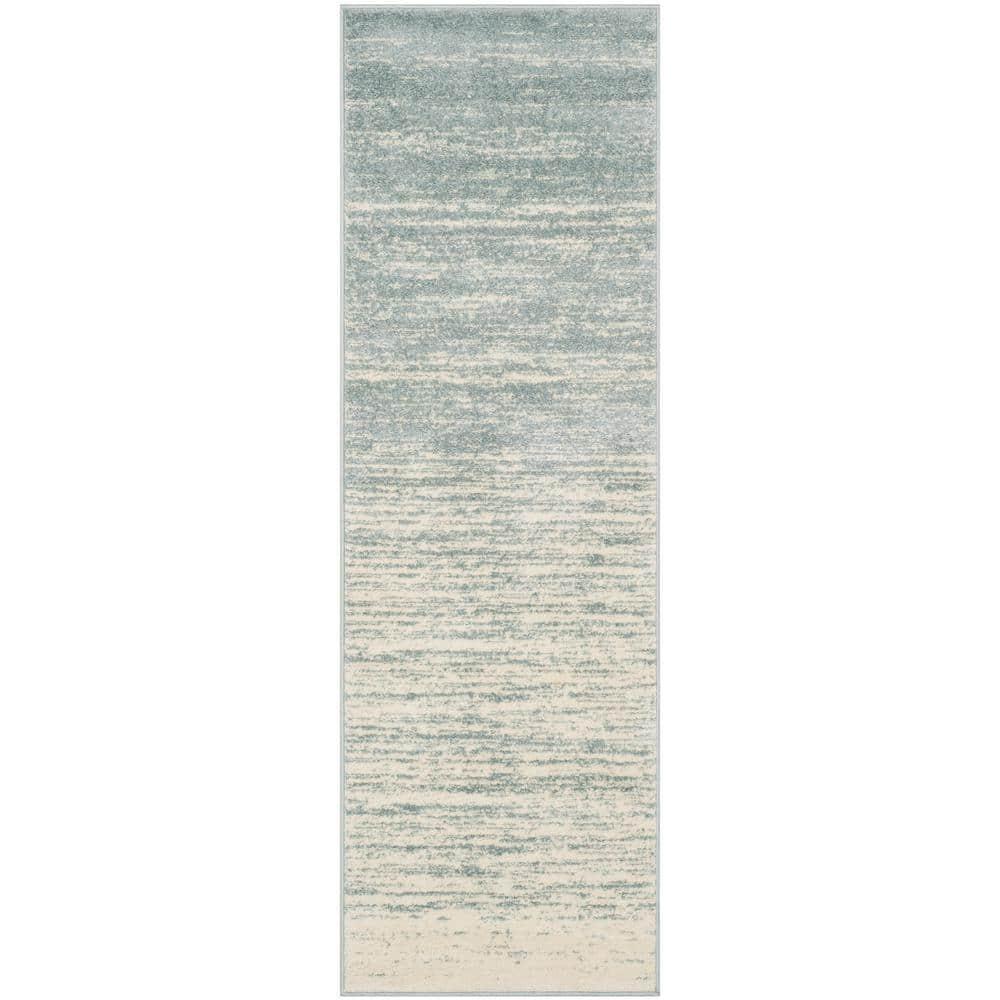 Adirondack ADR113 Machine Made Indoor Runner - Slate/Cream - 2'-6"x10' - Safavieh