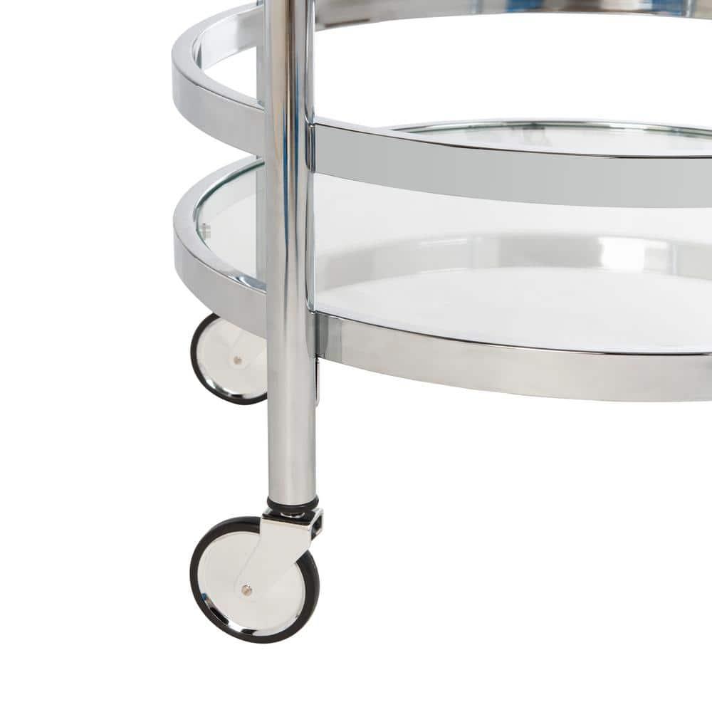 Sienna 2 Tier Round Bar Cart - BCT8001C - Chrome/Glass - Safavieh